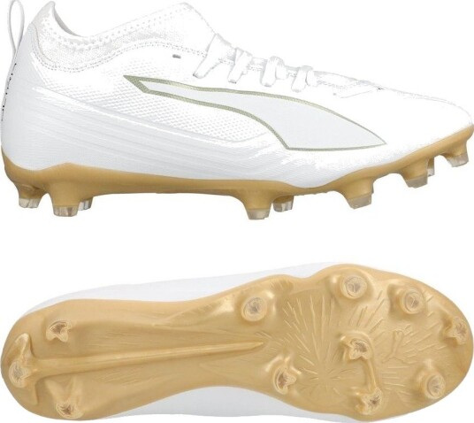PUMA Ultra 6 Match Fg/ag White Gold PUMA White/metallisk Gull/PUMA Svart Barn størrelse 37½