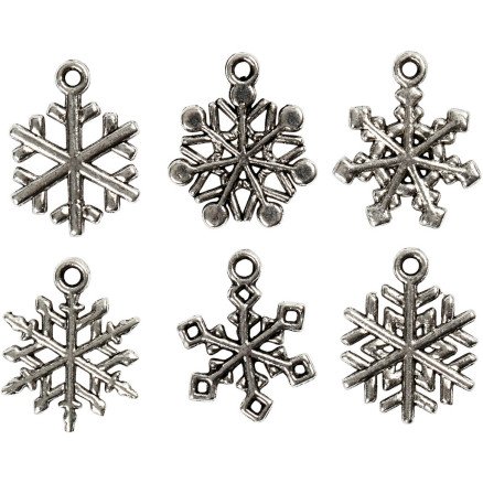 Diverse Snøkrystall med øye H: 20 mm hullstr 1,5 mm antikk sølv 18 ass 1 pk