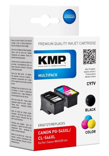 Kmp Multipack C97v - 2-Pack - Høy Ytelse - Svart Farge (Cyan Magenta Gul) - Kompatibel - Blekkpatron (Alternativ For: Canon 8286B001 Canon 8288B001 Canon Cl-546Xl Canon Pg-545Xl) - For Canon Pixma Tr4551 Tr4650 Tr4651 Ts3350 Ts3351 Ts3352 Kmp Multipack C97v - 2-Pack - Høy Ytelse - Svart Farge (Cyan Magenta Gul) - Kompatibel - Blekkpatron (Alternativ For: Canon 8286B001 Canon 8288B001 Canon Cl-546Xl Canon Pg-545Xl) - For Canon Pixma Tr4551 Tr4650 Tr4651 Ts3350 Ts3351 Ts3352