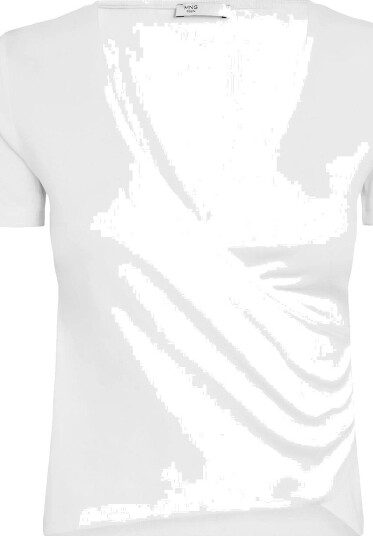 Mango Teen Ribbed Crossover T-Shirt NATURAL WHITE S