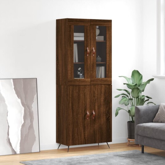 vidaXL Highboard brun eik 69,5x34x180 cm konstruert tre 8720845476144