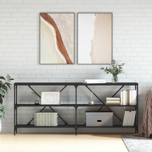 vidaXL Konsollbord svart 180x30x75 cm konstruert tre og jern