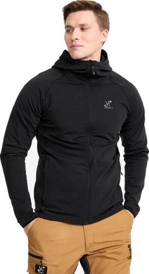 Revolutionrace Evolution Light Stretch Fleece Hoodie Herre Black 4XL Herre Overdeler Fleece & midlayers
