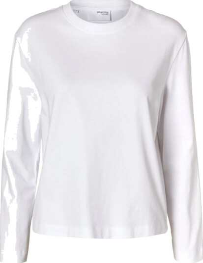Selected Femme Essential Long Sleeve Boxy Tee Hvit S