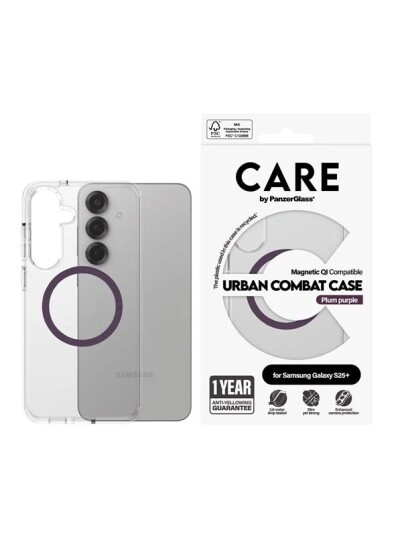 CARE by PanzerGlass Urban Combat Mobildeksel Gjennomsiktig Plommepurpur for Samsung Galaxy S25+