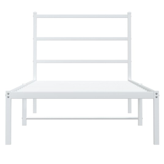 vidaXL Sengeramme i metall med hodegavl hvit 90x200 cm 8721012303041