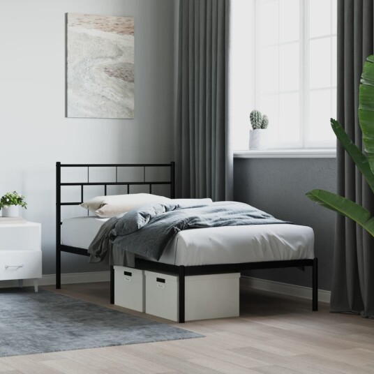vidaXL Sengeramme i metall med hodegavl svart 80x200 cm 8721012188518