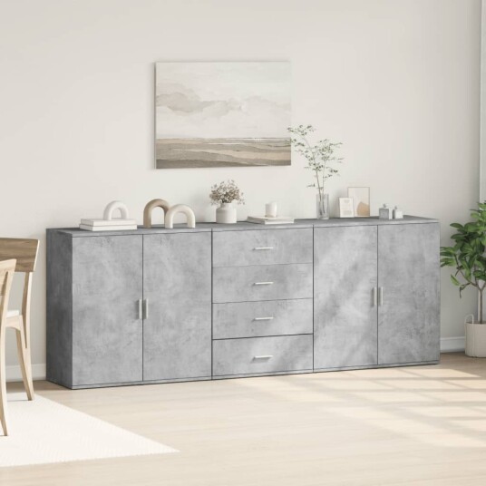 Skjenker 3 stk betonggrå konstruert tre