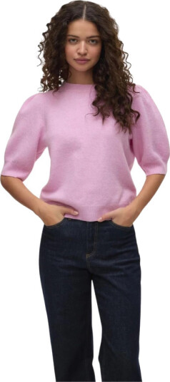 Vero Moda Doffy Halvlangermet Rosa Genser av Resirkulert Materiale M