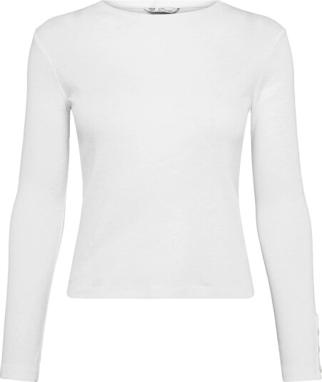 Mango Teen Long Sleeved T Shirt With Decorative Buttons NATURAL WHITE XS