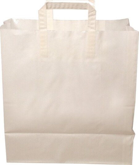 Bærepose 26 Ltr 320X170x400 Mm 80 Gr Med Hank Papir Hvid,200 Stk/Krt