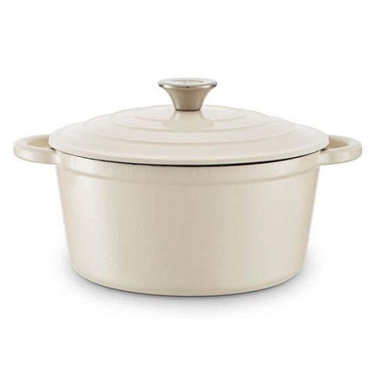 BARBARY&OAK Rund Støpejernsgryte, 24cm, Kremhvit, 4 liter BARBARY&OAK Rund Støpejernsgryte, 24cm, Kremhvit, 4 liter