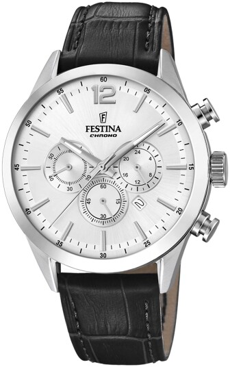 Festina Herreklokke F20542 1 Timeless Sølvfarget/Lær Ø44 mm Festina Herreklokke F20542 1 Timeless Sølvfarget/Lær Ø44 mm