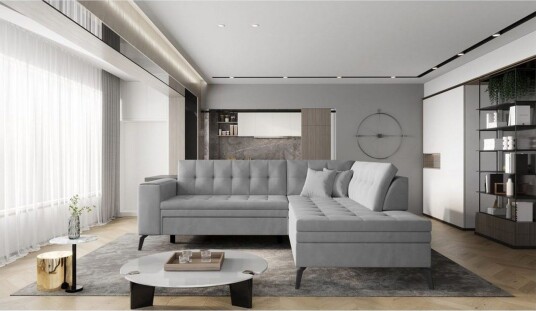 Seksjon Eltap Lanvin 260x210x93 cm Nube 3 Lys Grå Høyre