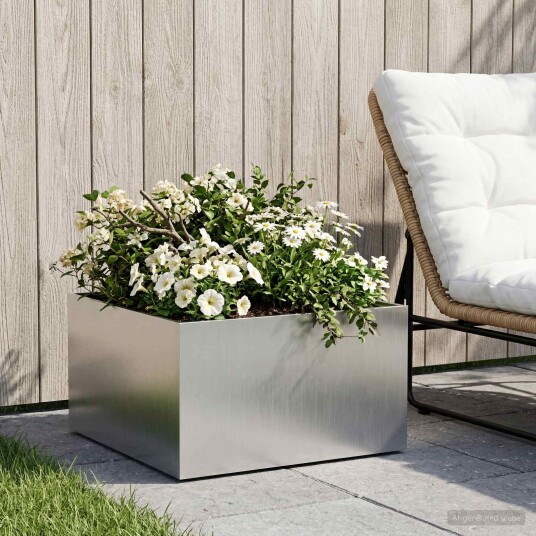 vidaXL Hageblomsterpotte Sølv 60 x 60 x 30 cm Rustfritt stål