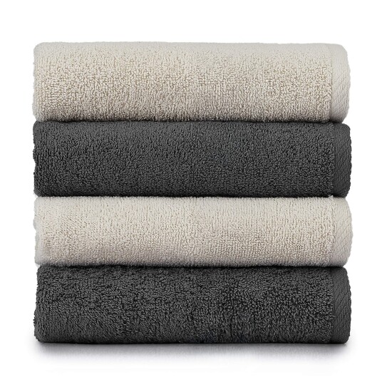 Heihus Fluffy Mix Håndklepakke Varm Beige / Mørk grå 4-pakning 4L