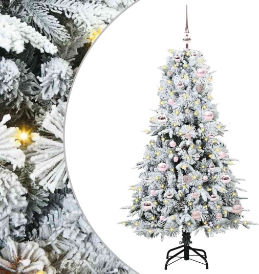  Kunstig sammensatt juletre med 150 LED grønn 150 cm PE og PVC
