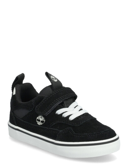 Timberland Stone Jump Low Hook & Loop Sneaker Black Suede Black 26