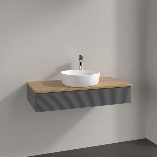 Villeroy & Boch  Antao Servantskap med 1 skuff 100x50x19 cm m/lys Antrasitt/Eik