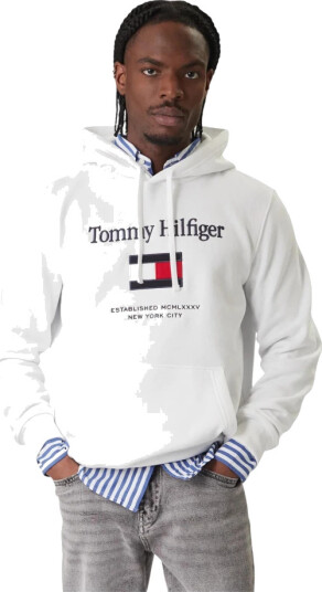 Tommy Hilfiger Tommy Embro Flag Hoodie - White - XXL Tommy Hilfiger Tommy Embro Flag Hoodie - White - XXL