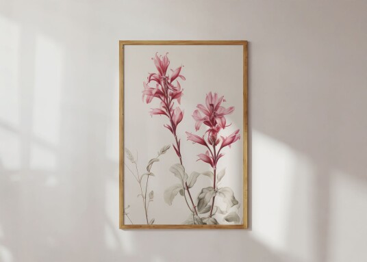 Plakat Rosa Botanisk Kunst
