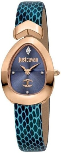 Just Cavalli Dameklokke JC1L321L0055 Diversa Snake Blå/Lær