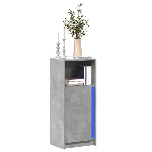 Skjenk med LED betonggrå 42,5x34x100 cm konstruert tre