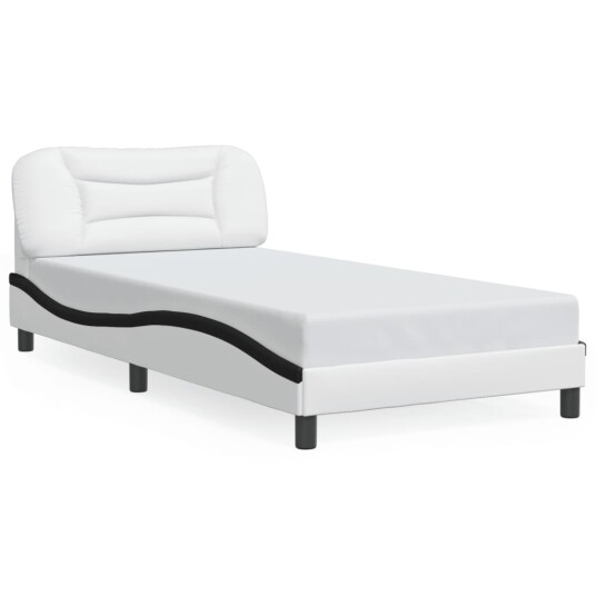 Sengeramme med LED-lys hvit og svart 100x200 cm kunstig lær 8721012356344