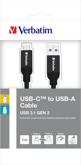 Verbatim Sync And Charge Usb-Kabel Usb-C Hann Til Usb Hann Usb 3.1 Gen 2 1 M Svart