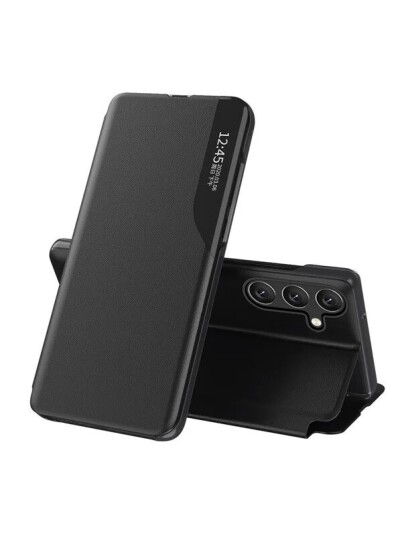Hurtel Eco Leather View Case Cover for Samsung Galaxy A24 4G with a Flip Stand Black