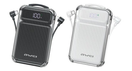 Powerbank 10000Mah 22,5W P89k Innebygde Usb-C-Kabler, Lightning-Utganger 1Xusb + Usb-C