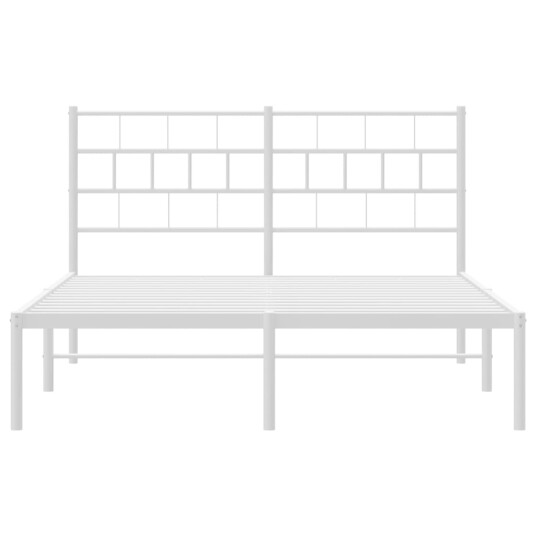 vidaXL Sengeramme i metall med hodegavl hvit 140x190 cm 8721012189096