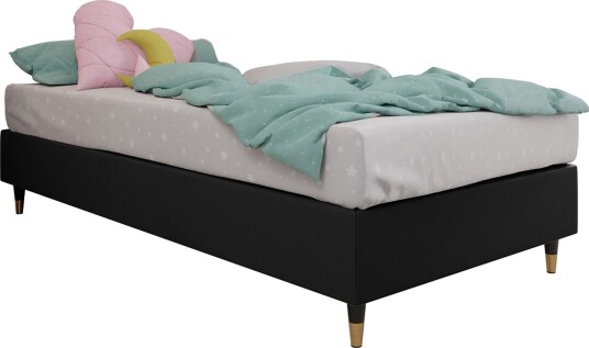 Adeliza Rammeseng 80x200 cm - Kunstlær/Svart/Tre/Metall