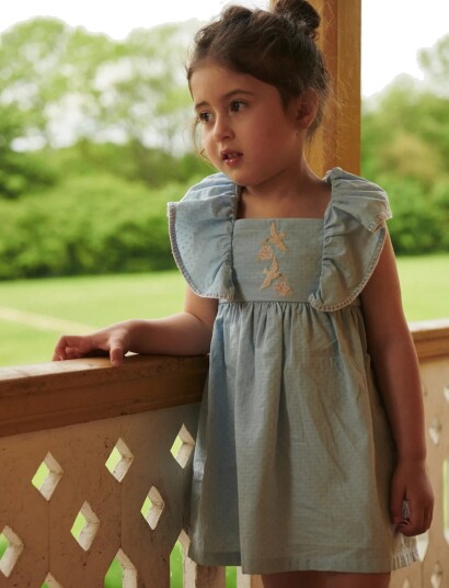 Copenhagen Colors Dress W. Frill & Emb. Blue 116