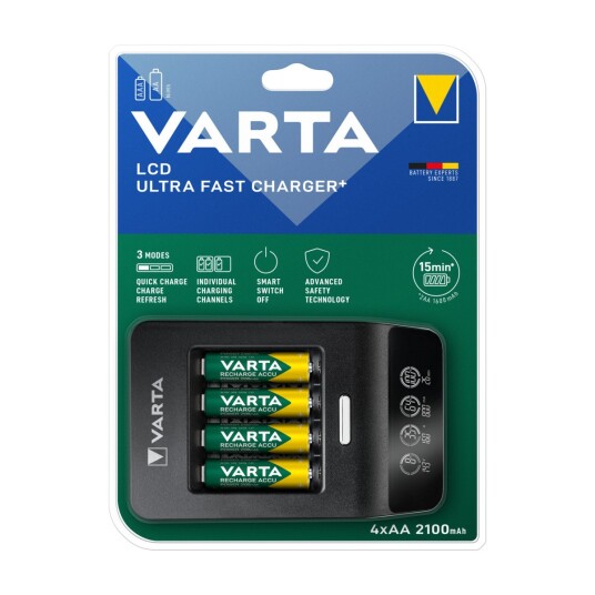 VARTA LCD Ultra Hurtiglader for 4xAA/AAA 2100mAh