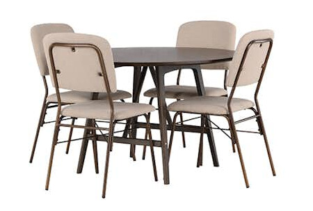 Spisegruppe Venture Home Kaseidon Ø100 cm med 4 stk Seda Stoler