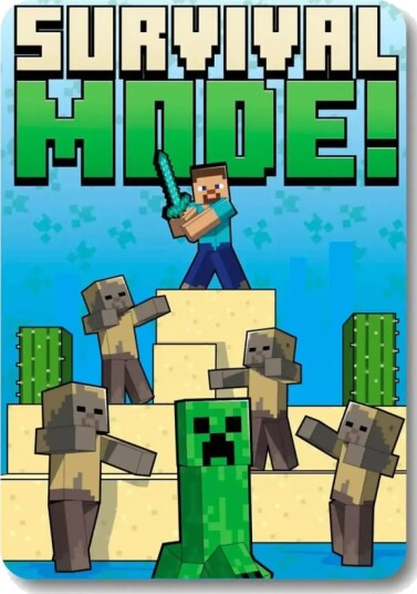 Minecraft Survival Fashion Fleece Blanket Blue