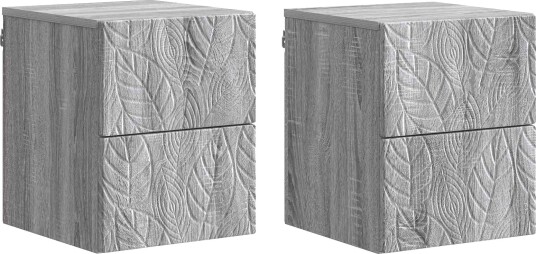  Vegghengt Nattbord 2 pcs Grå Sonoma 34,5 x 33 x 40 cm