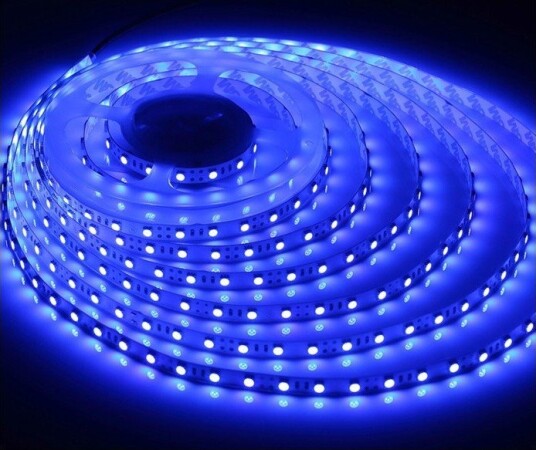 5m 10W/m Blå 450 nm LED strip 24V DC IP20 120 LED pr. meter