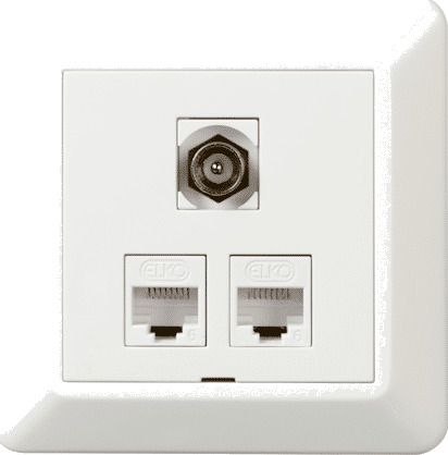 Elko EKO05583 Uttak 2x RJ45/1x IEC, hann Elko EKO05583 Uttak 2x RJ45/1x IEC, hann