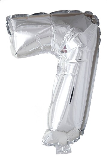Folie ballong Sølv 41 cm - Tallet 7