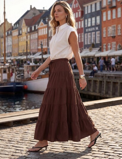 Minus Msfreya Maxi Skirt Brown 34