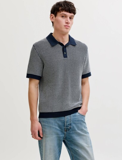 Jack & Jones Jprblukingsley Knit Polo Ss Ln Navy M