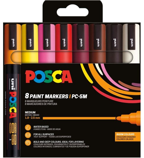 Posca PC 5M Tusjer 8 Varme Farger