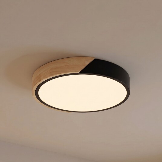 Lynorri LED taklampe Ø 31 cm svart treimitasjon – PRIOS   Stue   Moderne   Plast   Rund