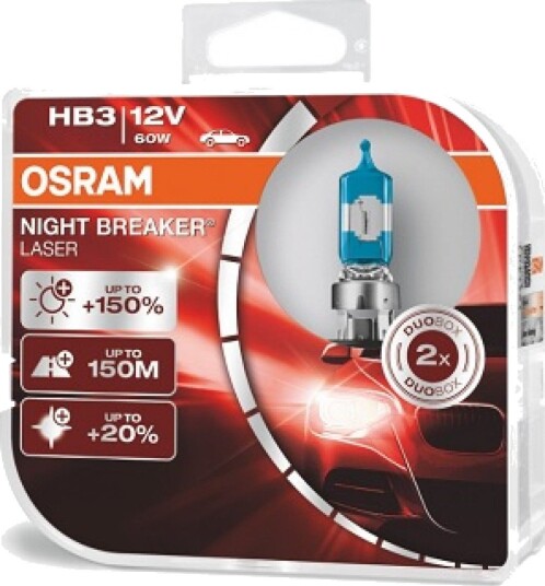 Osram Hb3 Night Breaker Lazer 150% Mer Lys Halogenpære Oppgradering