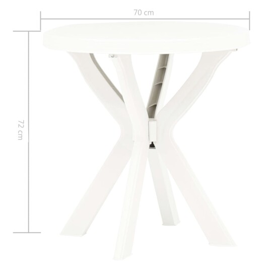 vidaXL Bistrobord hvit Ø70 cm plast