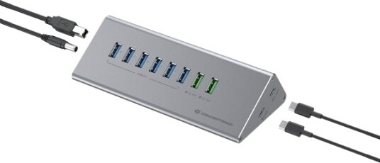 Conceptronic Hubbies18g Usb 3.2 Gen 1 3.1 Gen 1 Type-B Usb 3.2 Gen 1 3.1 Gen 1 Type-A Usb 3.2 Gen 1 3.1 Gen 1 Type-C 5000 Mbit/S Grå Aluminium 20 W