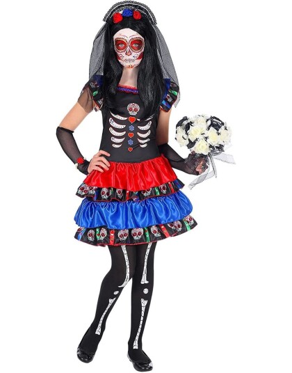 Day of the Dead Kostyme til Barn 3 Deler 8 10 ÅR
