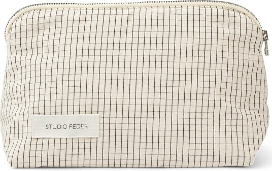 STUDIO FEDER Celia Mini Toiletry Bag - CREME BLACK PLAID - 22X 12X 10